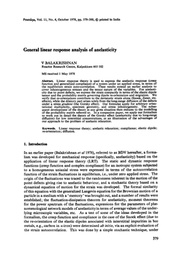 General Linear Response Analysis of Anelasticity