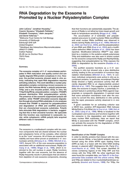 RNA Degradation by the Exosome Is Promoted by a Nuclear Polyadenylation Complex