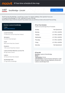 87 Bus Time Schedule & Line Route