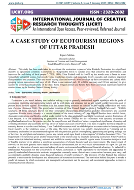 A Case Study of Ecotourism Regions of Uttar Pradesh