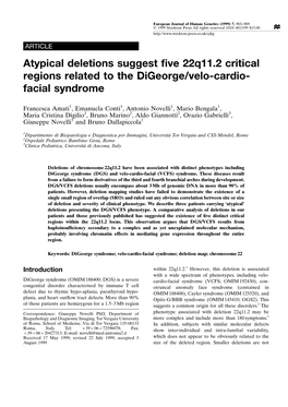 Atypical Deletions Suggest Five 22Q11.2 Critical Regions