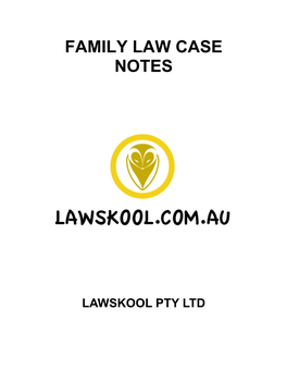 Family Law Case Notes