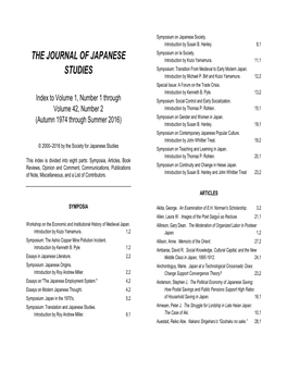 Autumn 1974 Through Summer 2016) Symposium on Gender and Women in Japan