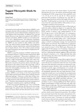 Tagged Fibrocystin Sheds Its Secrets