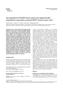 Up-Regulation of HOXB Cluster Genes Are Epigenetically Regulated in Tamoxifen-Resistant MCF7 Breast Cancer Cells