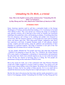 Unmasking Ho Chi Minh, a Criminal