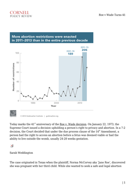Roe V Wade Turns 41