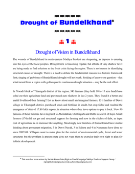 Qqqqq Drought of Bundelkhand Qqqqq R 1 R Drought of Vision In