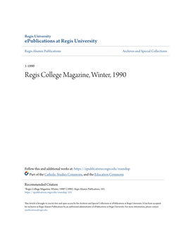 Regis College Magazine, Winter, 1990