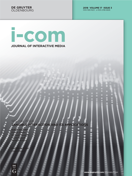 Journal of Interactive Media Special Issue Tangible