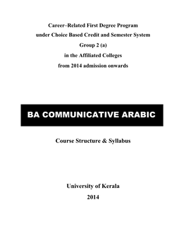 Ba Communicative Arabic