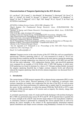 Characterization of Tungsten Sputtering in the JET Divertor