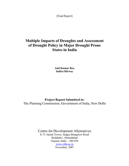 Multiple Impacts of Droughts and Assessment of Drought Policy in Major Drought Prone States in India