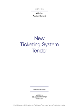 New Ticketing System Tender