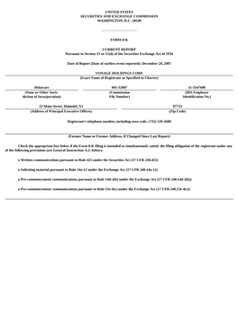 UNITED STATES SECURITIES and EXCHANGE COMMISSION WASHINGTON, D.C. 20549 FORM 8-K CURRENT REPORT Pursuant to Section 13 Or 15(D)