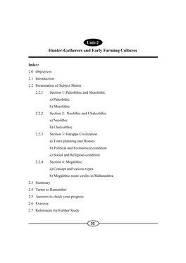 Unit-2 Hunter-Gatherers and Early Farming Cultures