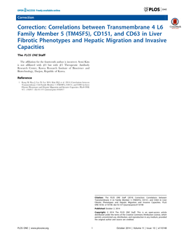 (TM4SF5), CD151, and CD63 in Liver Fibrotic Phenotypes and Hepatic Migration and Invasive Capacities