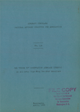 L ,:Ed to O the Atob81 ;Ory Cornnttee for Aerona1tics Washington April, 1930 NATIONAL ADVISORY COITTEE for AERONAUTICS