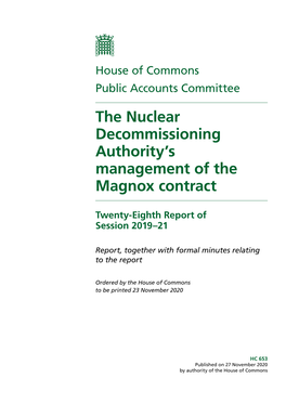The Nuclear Decommissioning Authority's Management of The