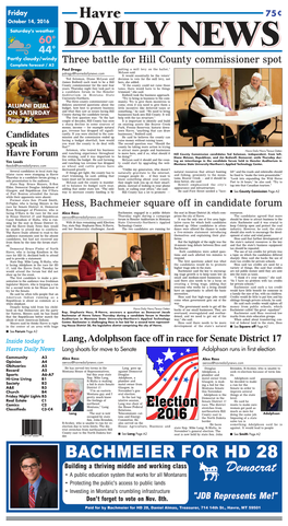 Lang, Adolphson Face Off in Race for Senate District 17 Havre Daily News Lang Shoots for Move to Senate Adolphson Runs in First Election