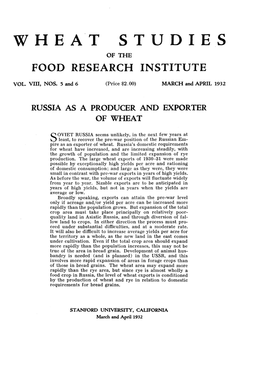 Studies of the Food Research Institute