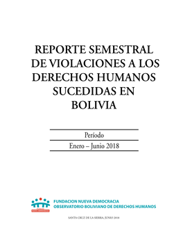 Reporte Semestral De Violaciones a Los Derechos Humanos Sucedidas En Bolivia