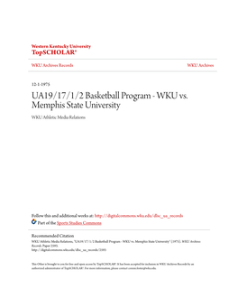 UA19/17/1/2 Basketball Program - WKU Vs