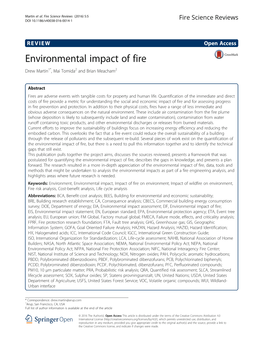 Environmental Impact of Fire Drew Martin1*, Mai Tomida2 and Brian Meacham2