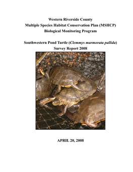 Western Riverside County Multiple Species Habitat Conservation Plan (MSHCP) Biological Monitoring Program