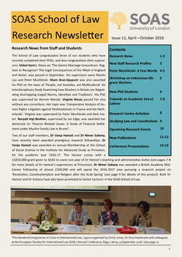 SOAS School of Law Research Newsletter Issue 11, April—October