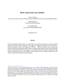 Bank Capital and Loan Liquidity*