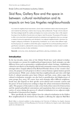 Skid Row, Gallery Row and the Space in Between: Cultural Revitalisation and Its Impacts on Two Los Angeles Neighbourhoods