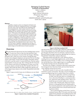Bringing up Red Storm-Lessons to Remember
