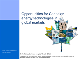 Opportunities for Canadian Energy Technologies in Global Markets