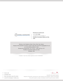 Redalyc.Analysis of the Properties of Masonry Mortars Made With