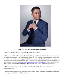 SCOTTY Mccreery TALKING POINTS