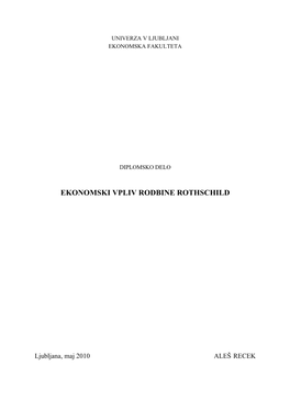 Ekonomski Vpliv Rodbine Rothschild