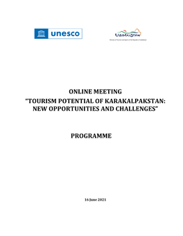 Online Meeting “Tourism Potential of Karakalpakstan: New Opportunities and Challenges”