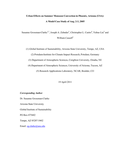 Urban Effects on Summer Monsoon Convection in Phoenix, Arizona (USA)