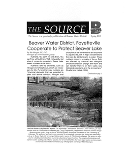 Beaver Water District, Fayetteville Cooperate to Protect Beaver Lake by Bob Morgan, PE, Phd