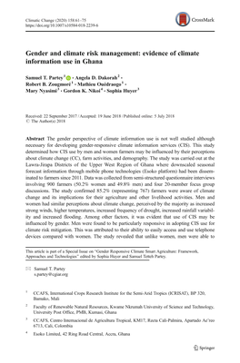 Gender and Climate Risk Management: Evidence of Climate Information Use in Ghana