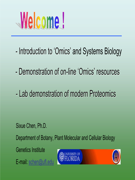 Introduction to 'Omics '' and Systems Biology