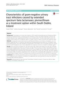 Pivmecillinam As a Treatment Option Within South Dublin, Ireland Fardod O’Kelly2†, Siobhan Kavanagh1†, Rustom Manecksha2, John Thornhill2 and Jérôme P