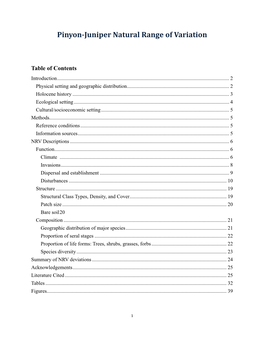 Pinyon-Juniper Natural Range of Variation