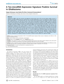 A Ten-Microrna Expression Signature Predicts Survival in Glioblastoma