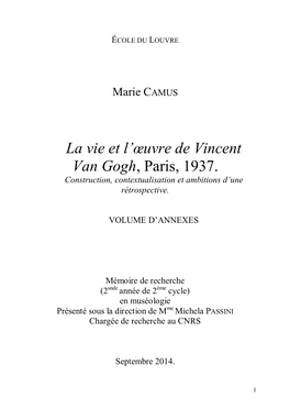 La Vie Et L'œuvre De Vincent Van Gogh, Paris, 1937