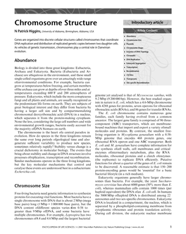 Chromosome Structure Introductory Article