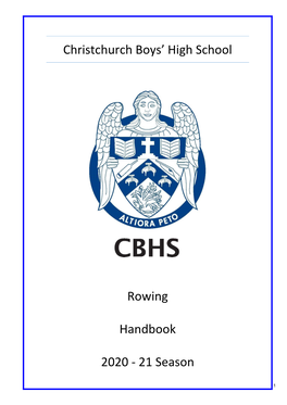 Christchurch Boys' High School Rowing Handbook 2020