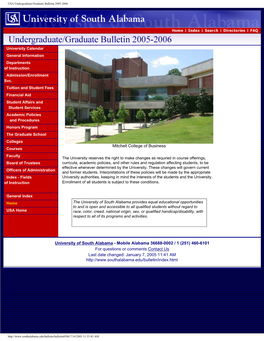 USA Undergraduate/Graduate Bulletin 2005-2006
