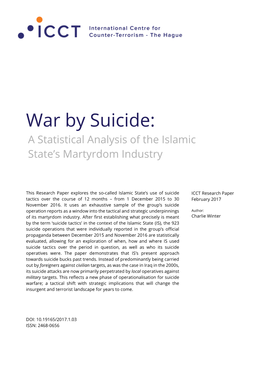 War by Suicide: a Statistical Analysis of the Islamic State’S Martyrdom Industry